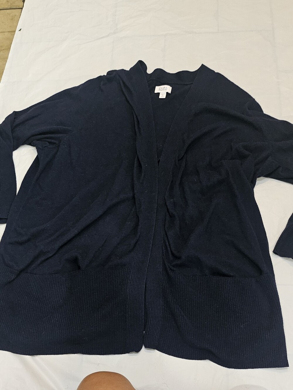 Croft & Barrow Navy Blue Open Front Pocket Cardigan 2X
